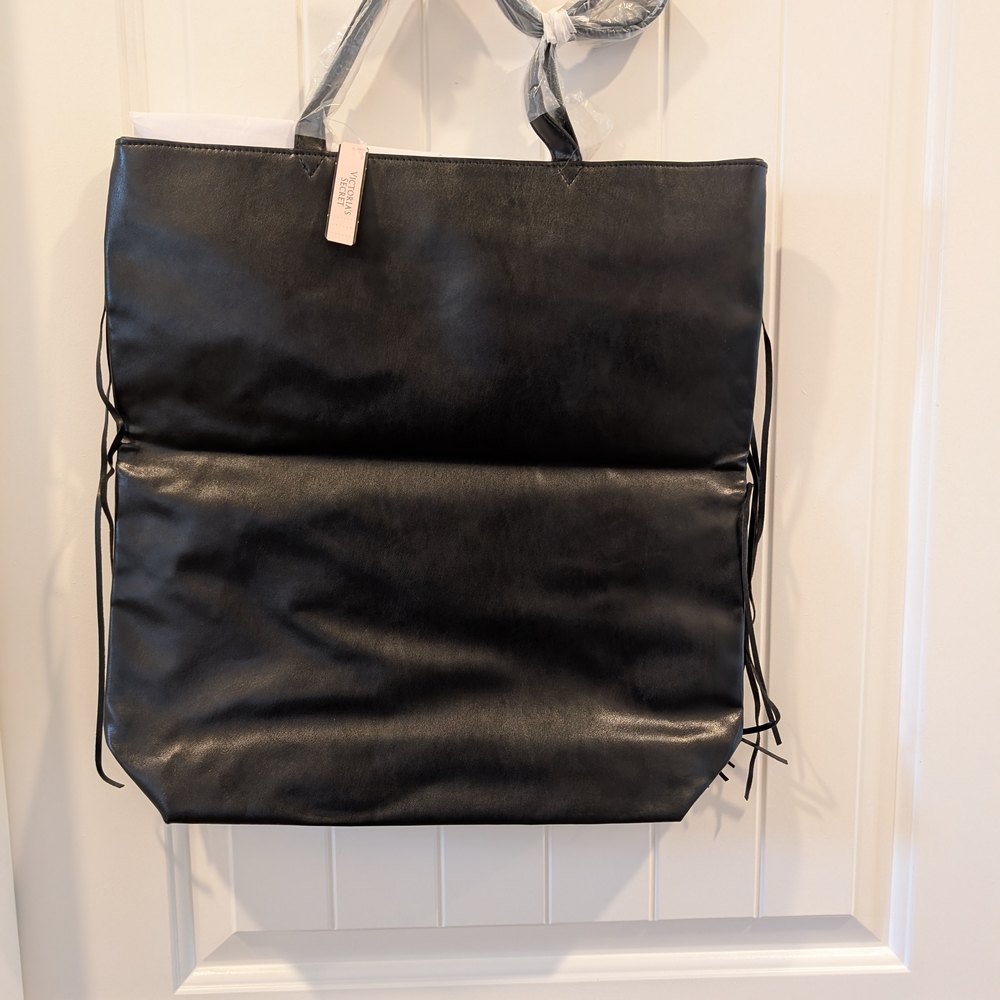 Brand New In Original Packaging Victoria's Secret Black Fringe Tote Bag - Picture 4 of 6